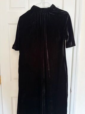 COS Black Velvet Gathered Neck Dress